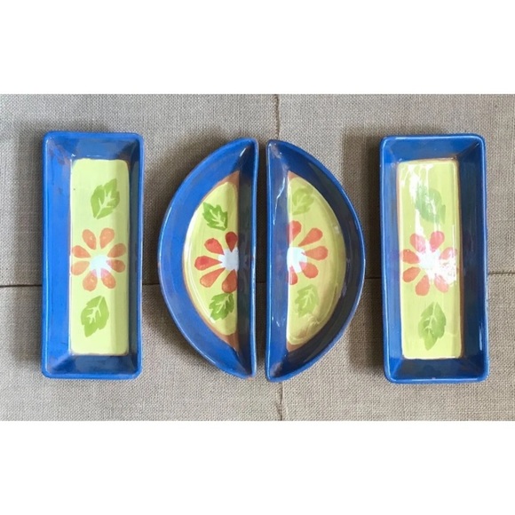 Other - Marzia Ceramiche Floral Dipping Sauce Set Italian Pottery Boho Southwestern